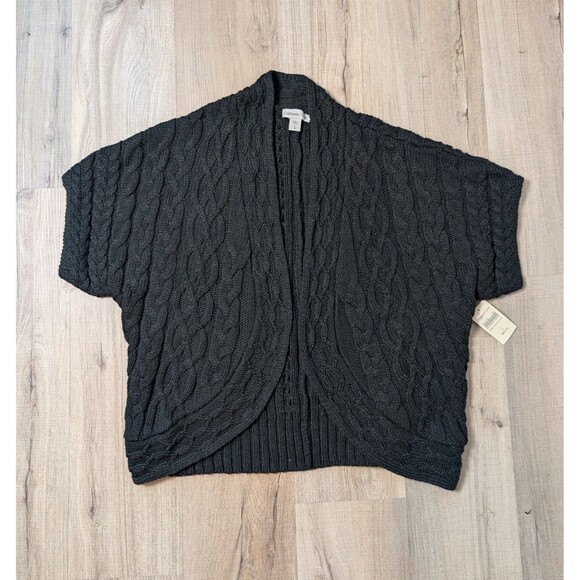 NWT Coldwater Creek Size L (14) Open Drape Black Cardigan Cable Knit Sweater $90 - Picture 11 of 11